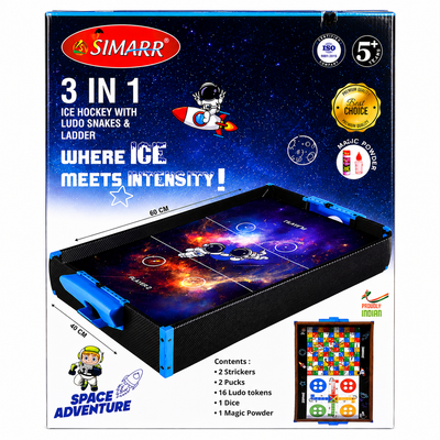 SIMARR 3-in-1 Ice Hockey Table Game with Ludo & Snakes and Ladders